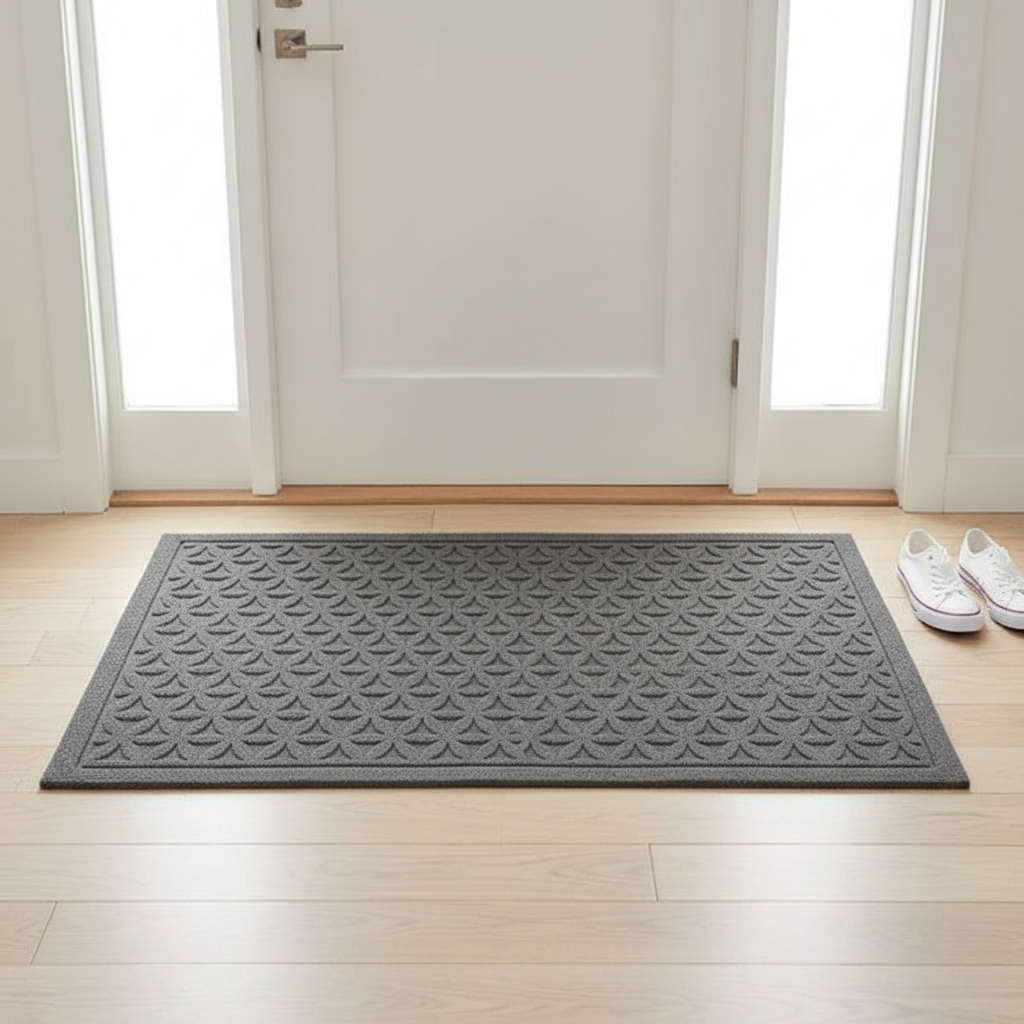 Wavecrest Entrance Mat – Outdoor Indoor Door Mat Rubber Backed Polyester Textured Non Slip Entryway