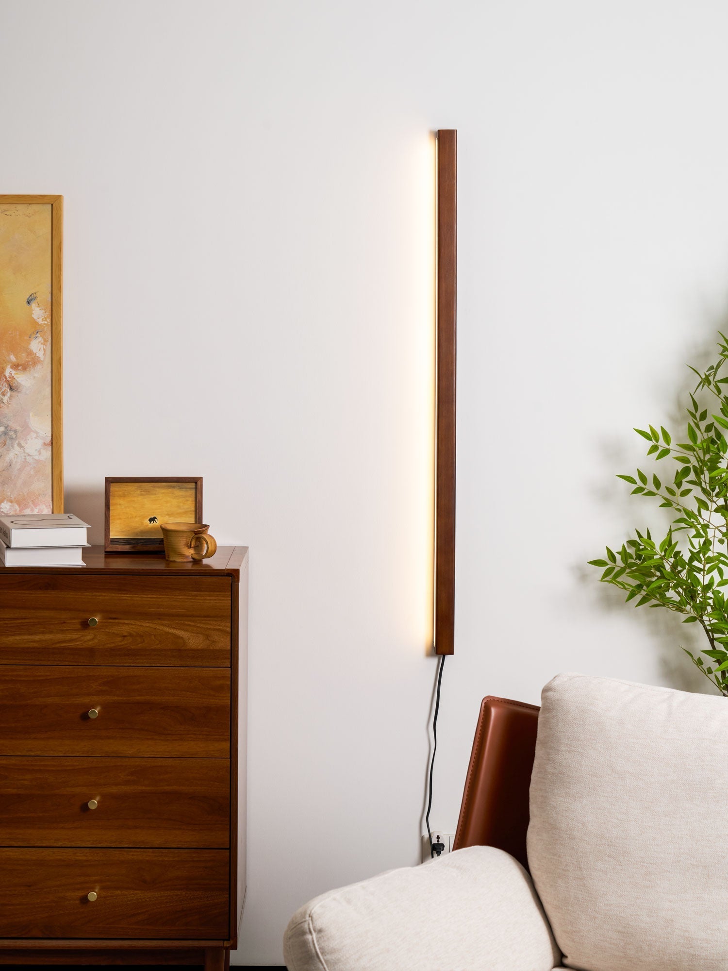 Lumen Oak Linear Wall Lamp - Wooden LED Hard Wired Wall Light Bar