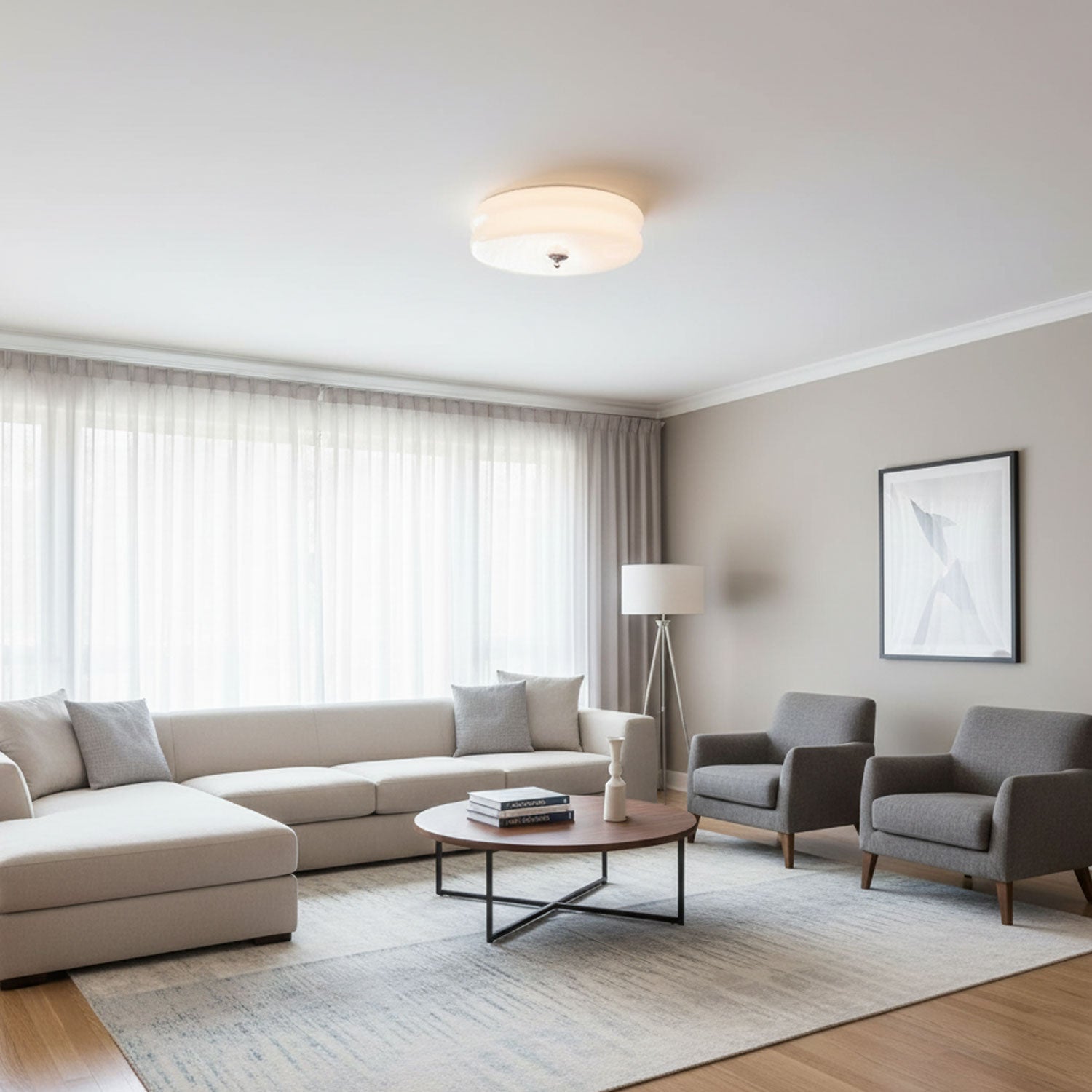 Heron Vintage Dome Ceiling Light – Art Deco Glass Flush Mount Lighting Fixture