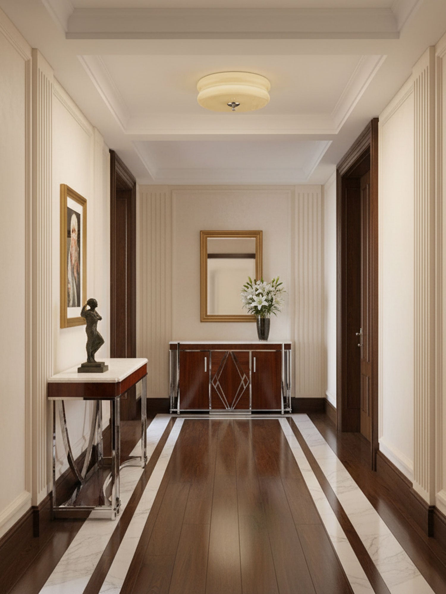 Heron Vintage Dome Ceiling Light – Art Deco Glass Flush Mount Lighting Fixture