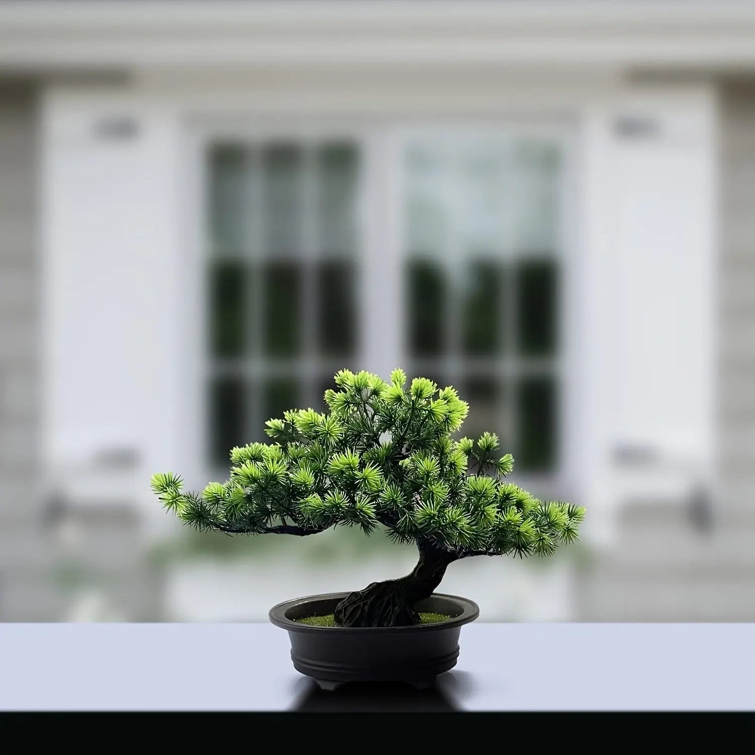Zenari Bonsai Tree Decor – Artificial Pine Bonsai Tree Black Pot Japanese Zen Style Home Office