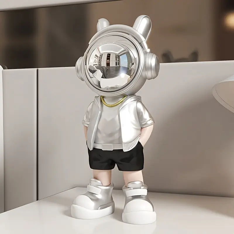 Cosmix Astronaut Figurine – Modern Space Explorer Resin Sculpture Decorative Table Accent Home Decor