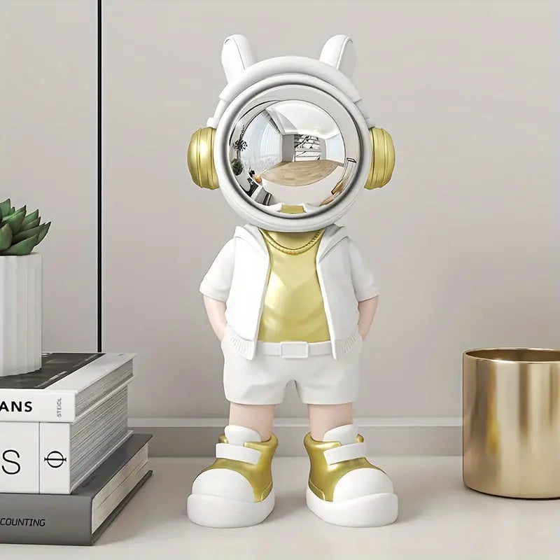 Cosmix Astronaut Figurine – Modern Space Explorer Resin Sculpture Decorative Table Accent Home Decor