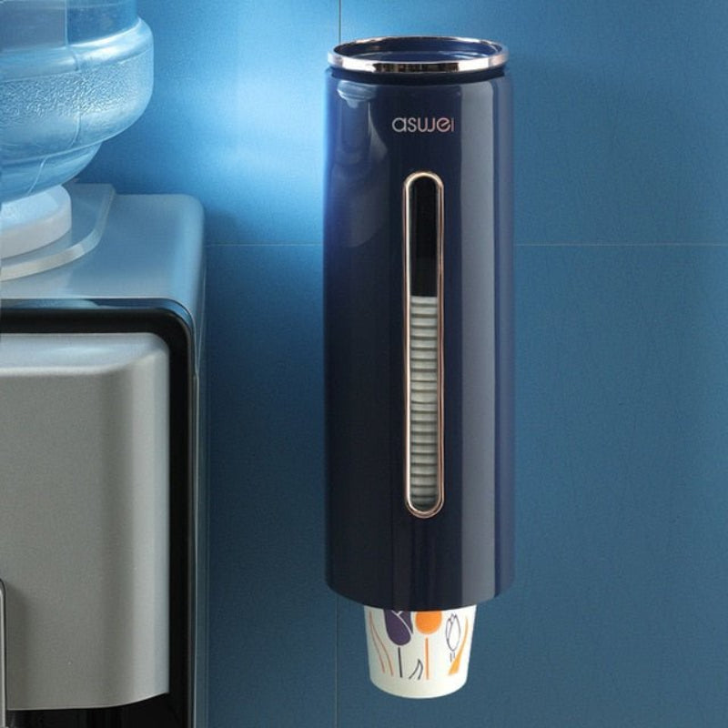 Cylstor Cup Dispenser Wall Mount – Automatic Holder Organizer Bathroom Kitchen Disposable Paper Cups Storage