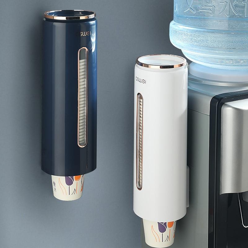 Cylstor Cup Dispenser Wall Mount – Automatic Holder Organizer Bathroom Kitchen Disposable Paper Cups Storage