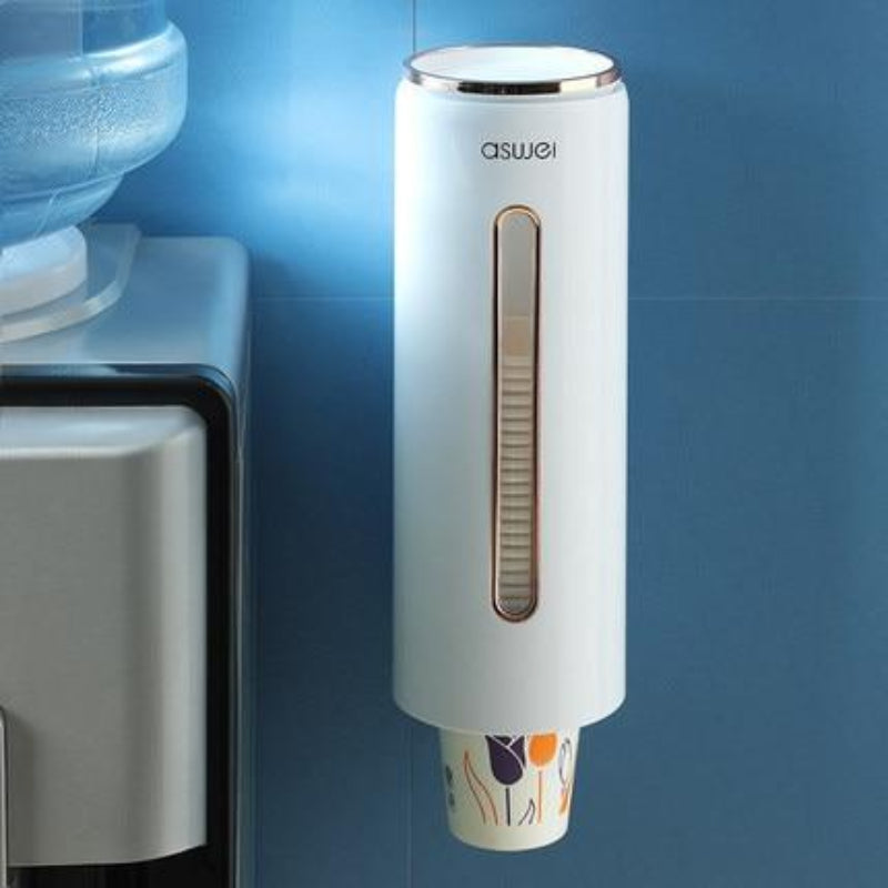 Cylstor Cup Dispenser Wall Mount – Automatic Holder Organizer Bathroom Kitchen Disposable Paper Cups Storage
