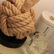 Rope Knot Table Lamp – Rustic Fabric Shade Coastal Accent Light