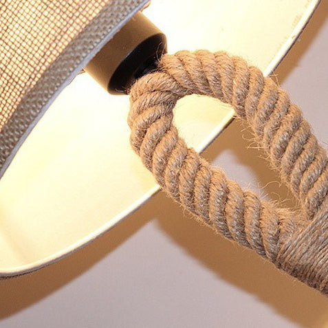 Rope Knot Table Lamp – Rustic Fabric Shade Coastal Accent Light