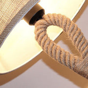 Rope Knot Table Lamp – Rustic Fabric Shade Coastal Accent Light