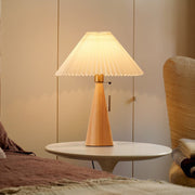 Walnut Cone Pleated Shade Table Lamp – Modern Warm Ambient Light