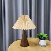 Walnut Cone Pleated Shade Table Lamp – Modern Warm Ambient Light