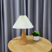 Walnut Cone Pleated Shade Table Lamp – Modern Warm Ambient Light