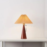 Walnut Cone Pleated Shade Table Lamp – Modern Warm Ambient Light
