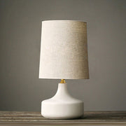 Ceramic Base Linen Shade Table Lamp – Modern Neutral Bedside Light