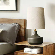 Ceramic Base Linen Shade Table Lamp – Modern Neutral Bedside Light