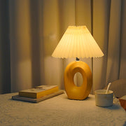 Wood Ring Pleated Shade Table Lamp – Warm Ambient Bedside Light