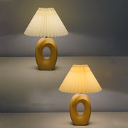 Wood Ring Pleated Shade Table Lamp – Warm Ambient Bedside Light