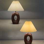 Wood Ring Pleated Shade Table Lamp – Warm Ambient Bedside Light