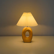 Wood Ring Pleated Shade Table Lamp – Warm Ambient Bedside Light