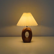 Wood Ring Pleated Shade Table Lamp – Warm Ambient Bedside Light