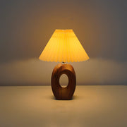 Wood Ring Pleated Shade Table Lamp – Warm Ambient Bedside Light
