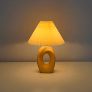 Wood Ring Pleated Shade Table Lamp – Warm Ambient Bedside Light