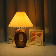 Wood Ring Pleated Shade Table Lamp – Warm Ambient Bedside Light