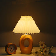 Wood Ring Pleated Shade Table Lamp – Warm Ambient Bedside Light