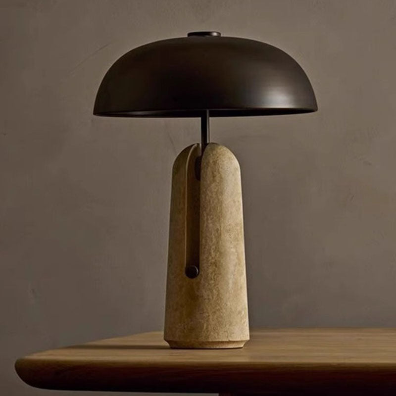 Stone Base Dome Table Lamp – Modern Ambient Bedside Light