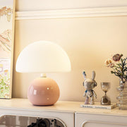 Glossy Ceramic Dome Table Lamp – Soft Warm Glow for Bedroom or Living Room