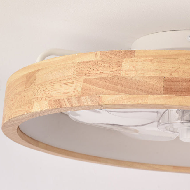 Avelis Flush Mount Ceiling Fan Light – Modern Wood LED Low Profile Bedroom Smart Cooling Lighting Fixture