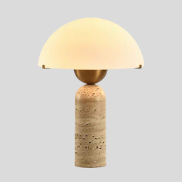Travertine Dome Table Lamp – Modern Warm Ambient Bedside Light