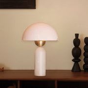 Travertine Dome Table Lamp – Modern Warm Ambient Bedside Light