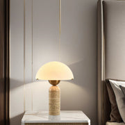 Travertine Dome Table Lamp – Modern Warm Ambient Bedside Light
