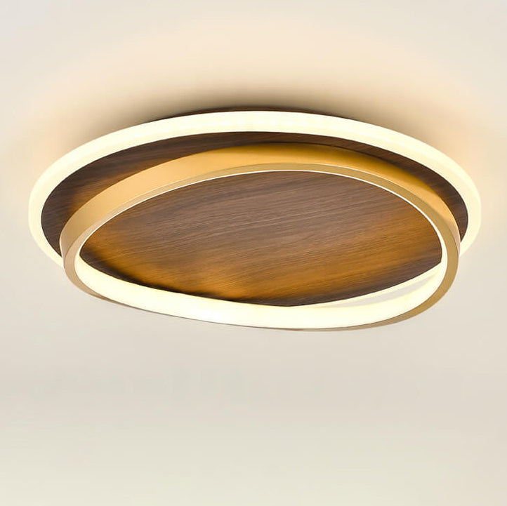 Walnut Grain Ring Ceiling Light – LED Flush Mount Fixture Walnut Grain Nordic Modern Interiors