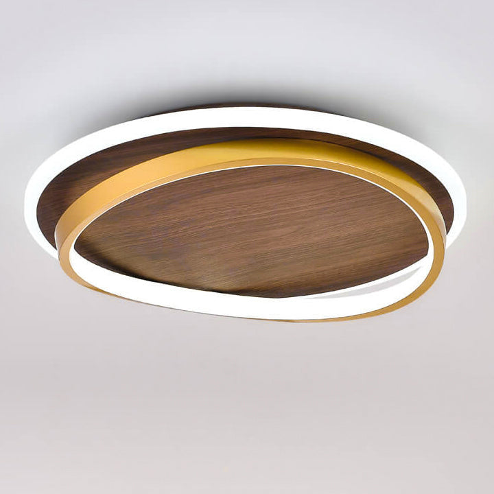 Walnut Grain Ring Ceiling Light – LED Flush Mount Fixture Walnut Grain Nordic Modern Interiors