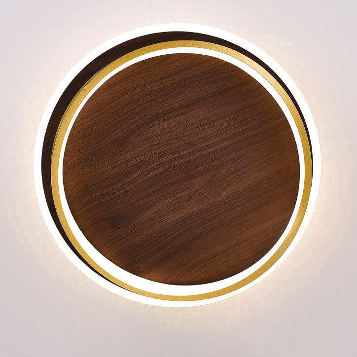 Walnut Grain Ring Ceiling Light – LED Flush Mount Fixture Walnut Grain Nordic Modern Interiors