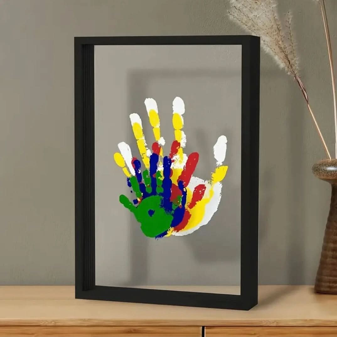 Memento Shadow Box Frame – Wood Baby Handprint Footprint Keepsake Display Nursery Decor
