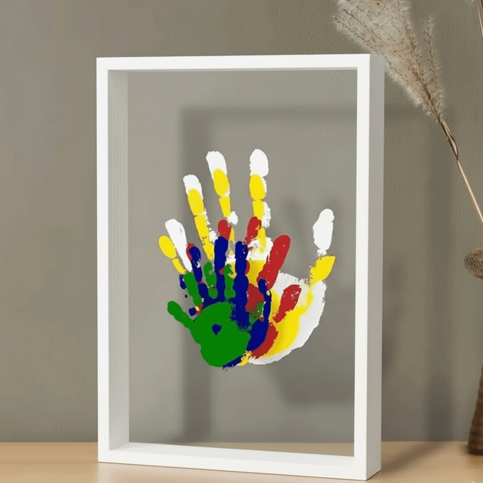 Memento Shadow Box Frame – Wood Baby Handprint Footprint Keepsake Display Nursery Decor