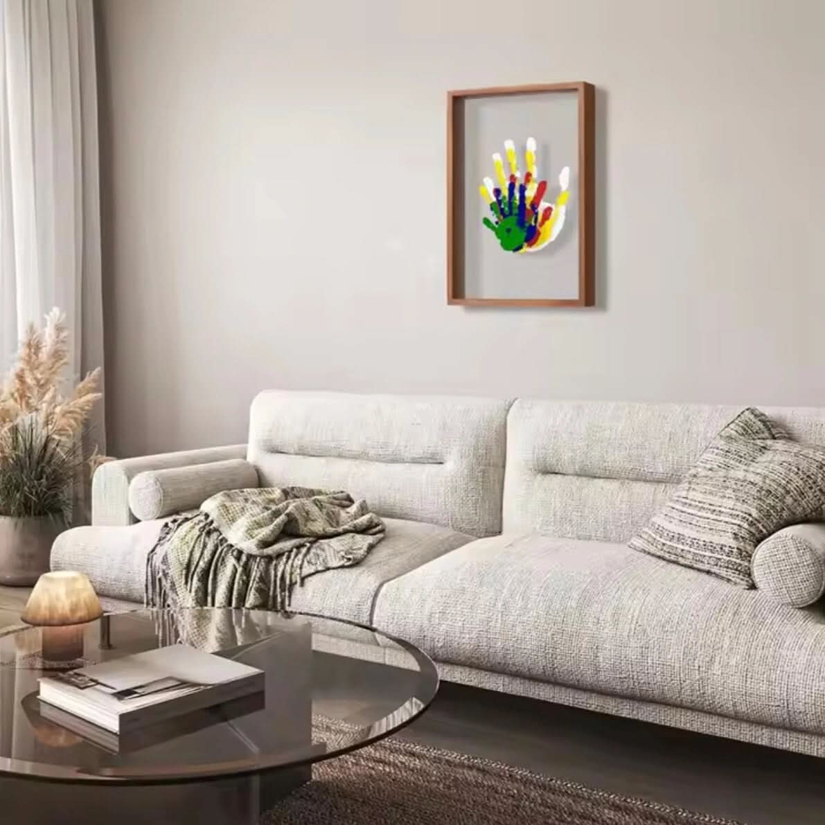 Memento Shadow Box Frame – Wood Baby Handprint Footprint Keepsake Display Nursery Decor