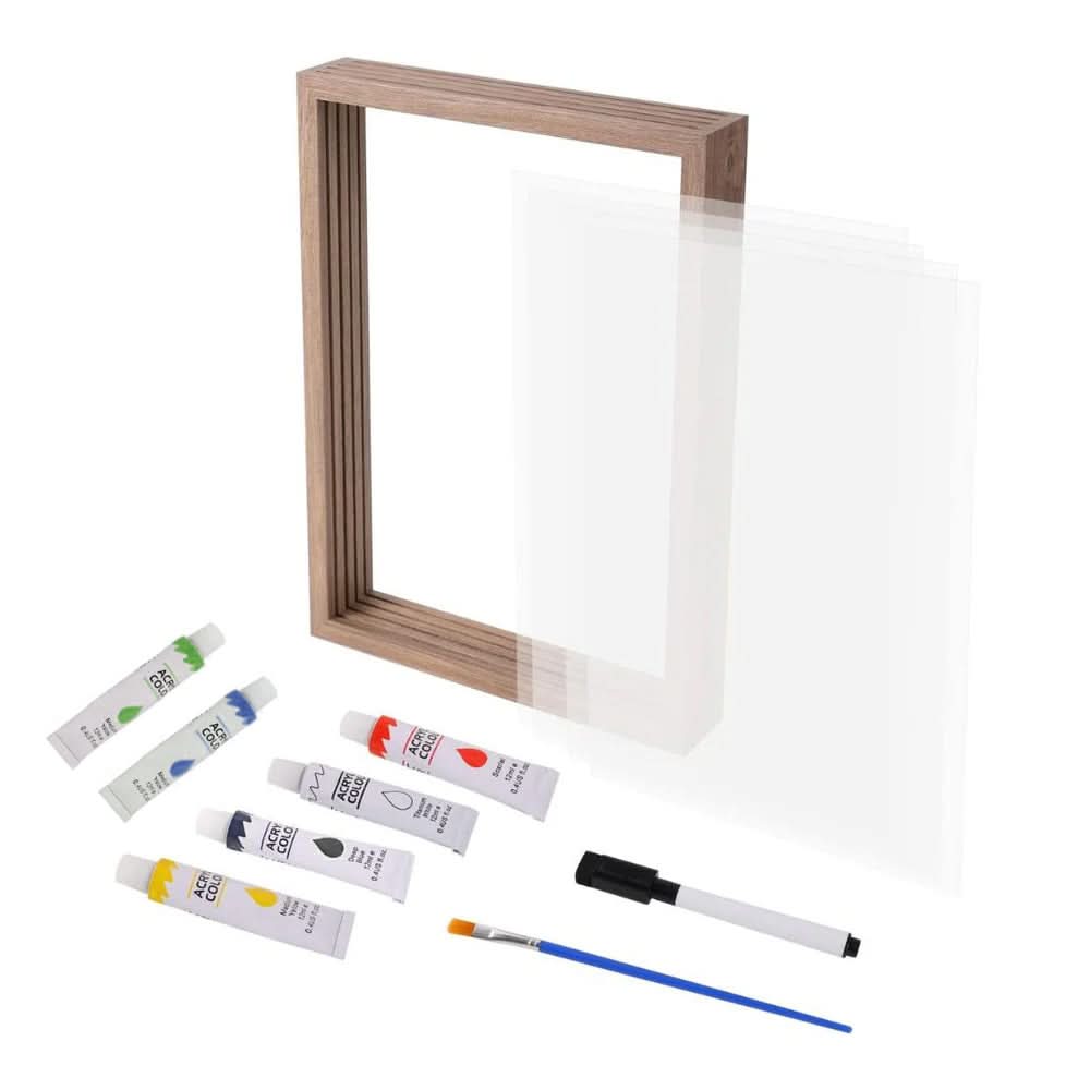 Memento Shadow Box Frame – Wood Baby Handprint Footprint Keepsake Display Nursery Decor