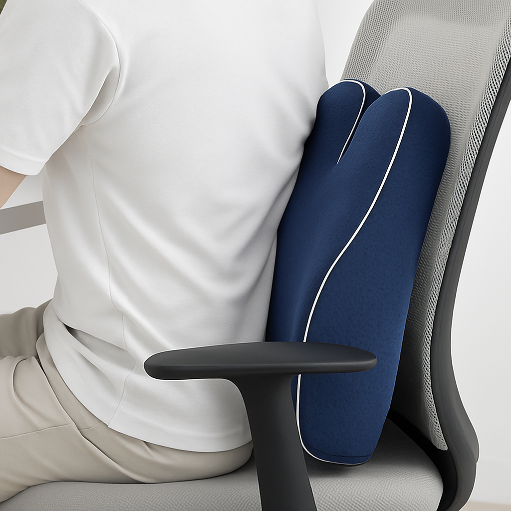 Bunnelle Back Support Pillow – Memory Foam Lumbar Cushion Ergonomic Office Chair Home Bed Mesh Cover
