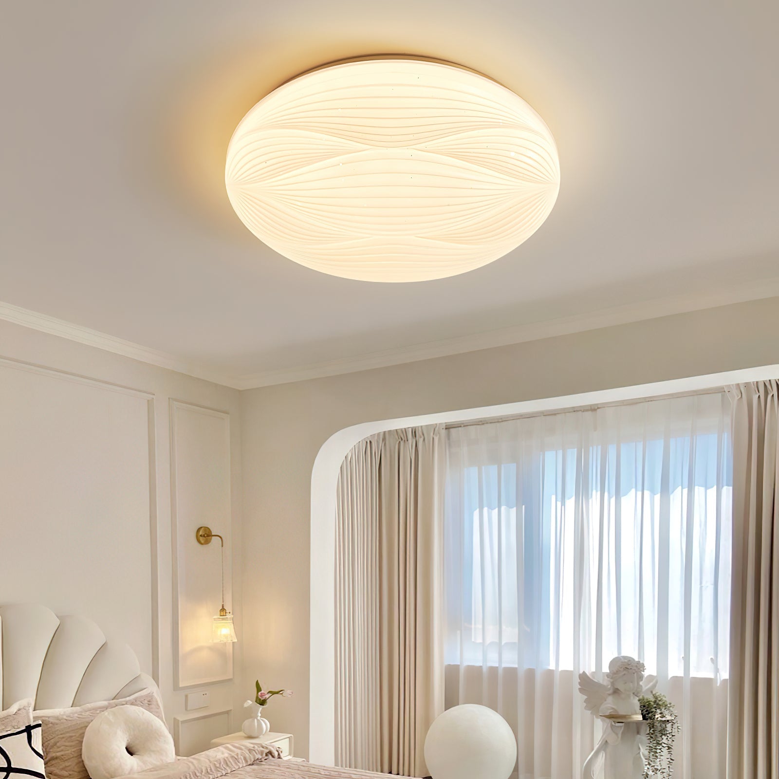 Acrylic LED Flush Mount Ceiling Light – Modern Round Bedroom Fixture
