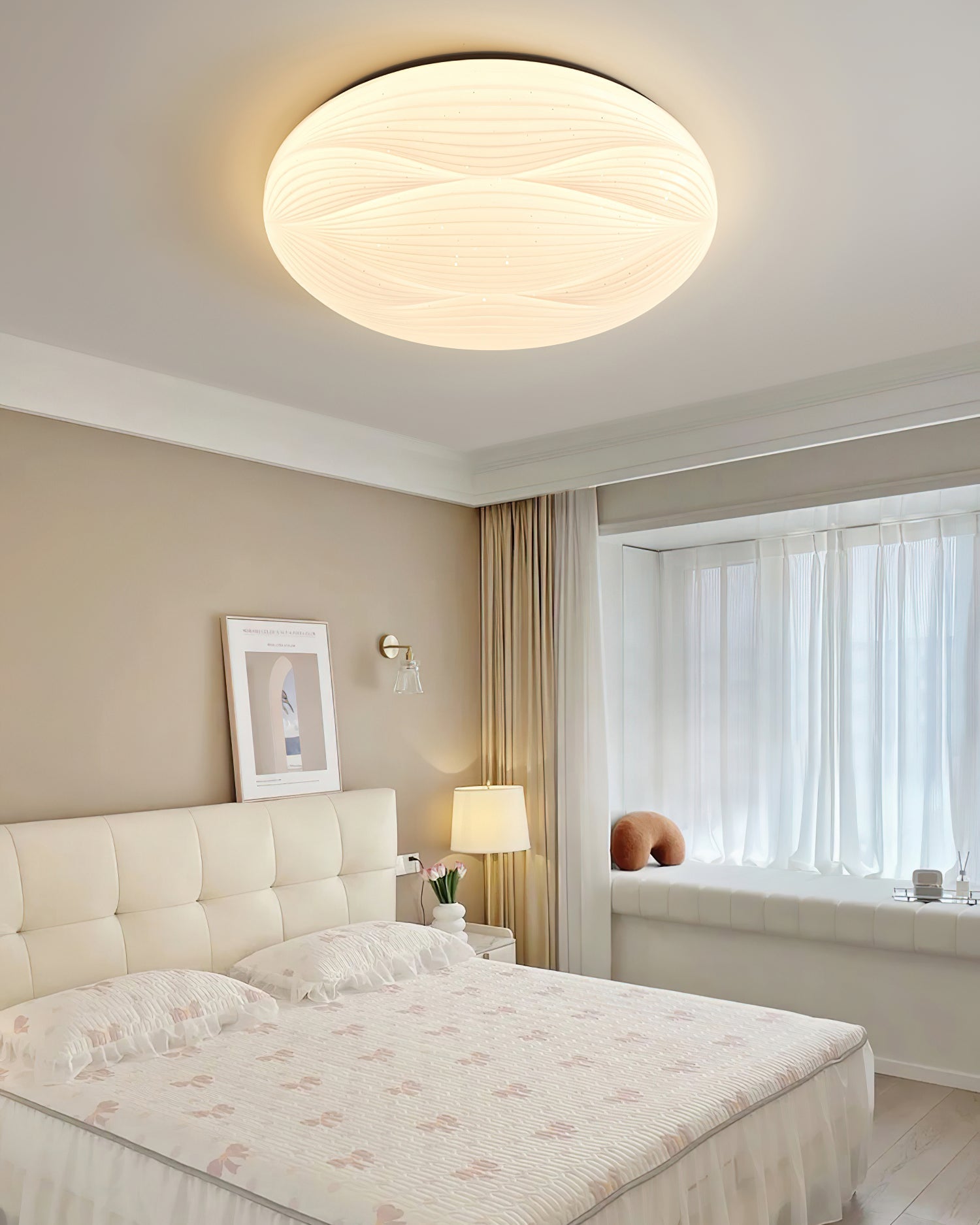 Acrylic LED Flush Mount Ceiling Light – Modern Round Bedroom Fixture