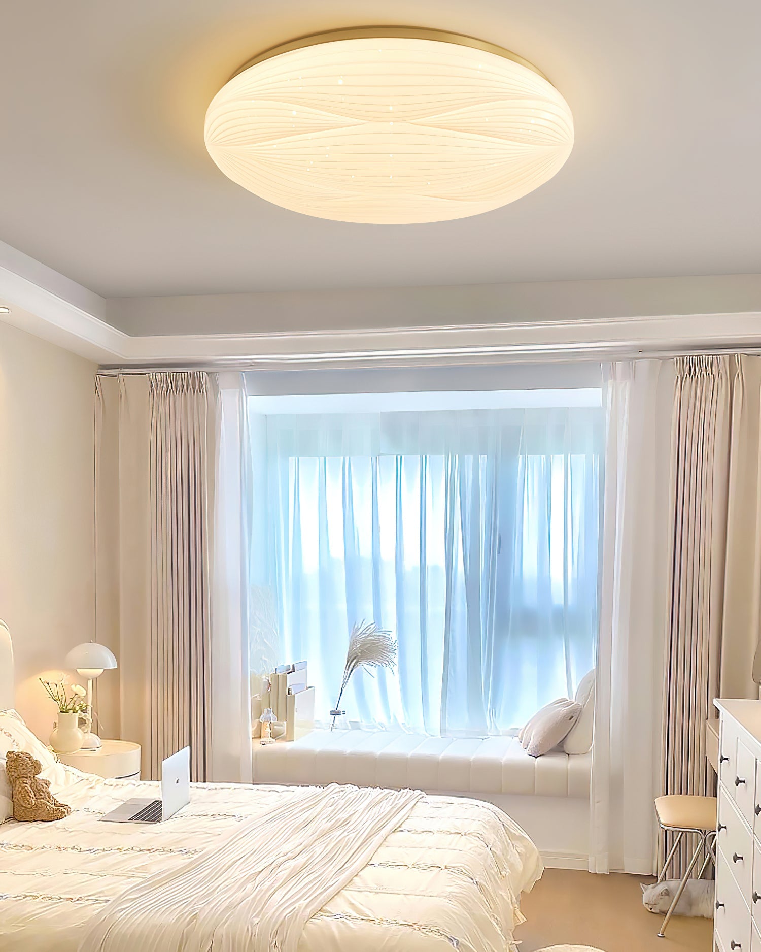 Acrylic LED Flush Mount Ceiling Light – Modern Round Bedroom Fixture