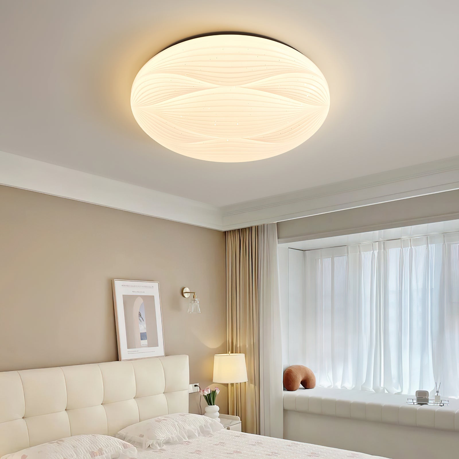 Acrylic LED Flush Mount Ceiling Light – Modern Round Bedroom Fixture
