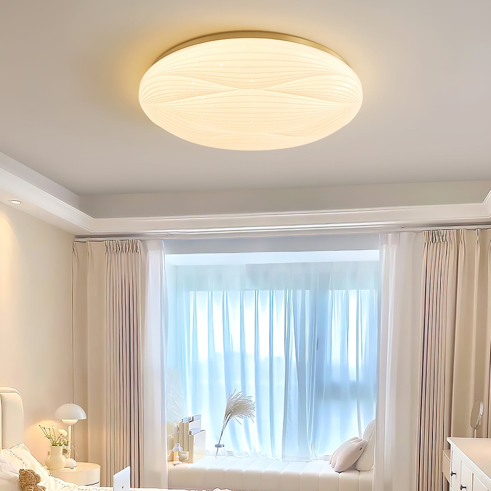 Acrylic LED Flush Mount Ceiling Light – Modern Round Bedroom Fixture