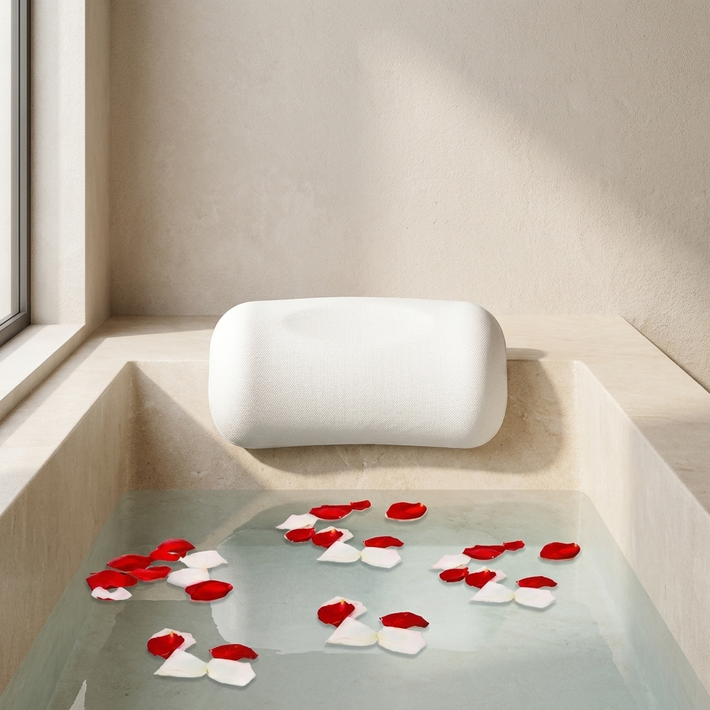 Serenis Cloud Bath Pillow – Foam Waterproof Spa Bathtub Headrest Suction Cup Support Cushion