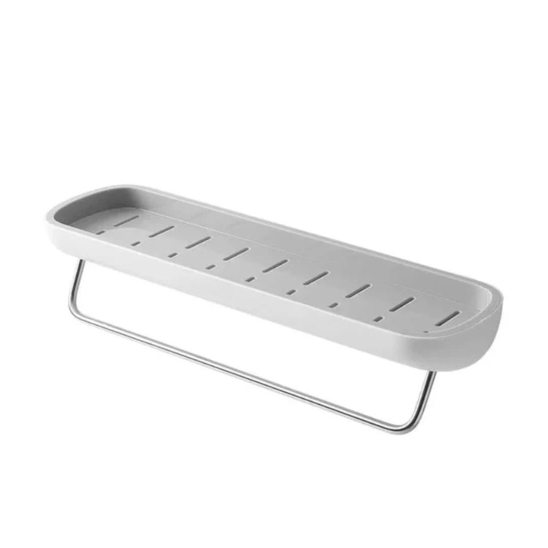 Nivera Bathroom Shelf – Wall Mounted Storage Rack Adhesive Organizer Towel Bar Holder