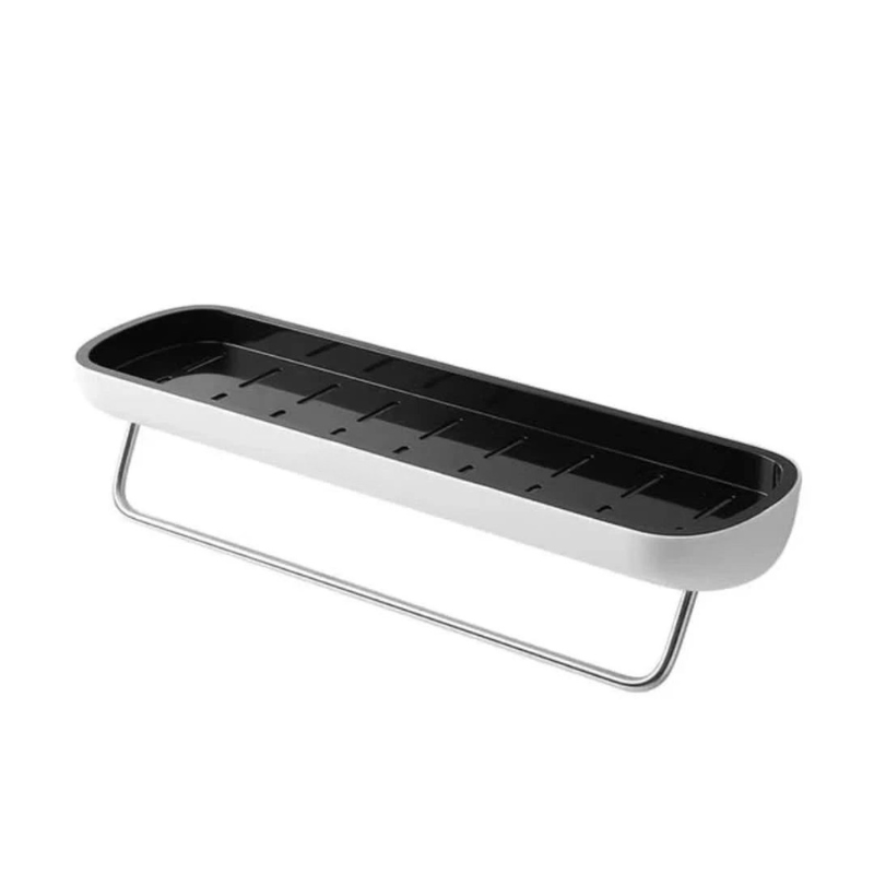 Nivera Bathroom Shelf – Wall Mounted Storage Rack Adhesive Organizer Towel Bar Holder